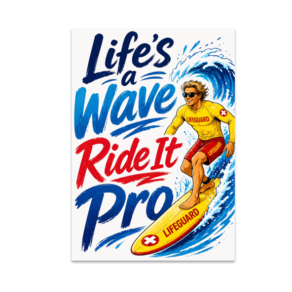 Life's a Wave Ride It Pro - Surf Lifesaving Enthusiast - 13x19 Poster Print