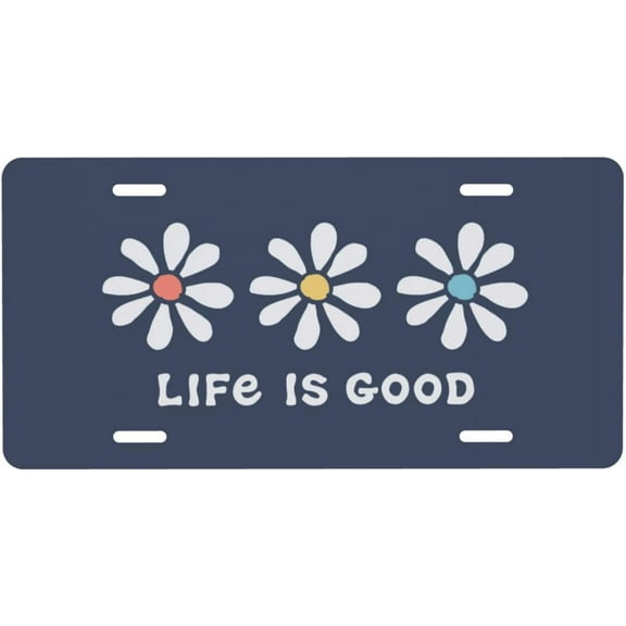 Life is t'oo good Car Front License Plate,Vanity Tag,Metal Car Plate Auto Plate Aluminum Novelty car tag Cover Home Front auto Plates car Decor for Men/Women/Boy/Girls Car 6 X 12 Inch (4 Holes)
