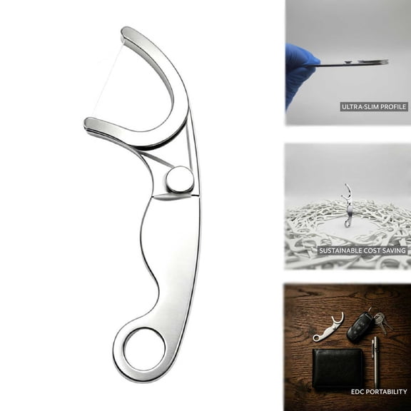 Life-time Stainless Steel Floss Pick, Reusable Metal Dental Floss Holder with Keychain Loop, Portable Oral Care Tool (1 PCS)