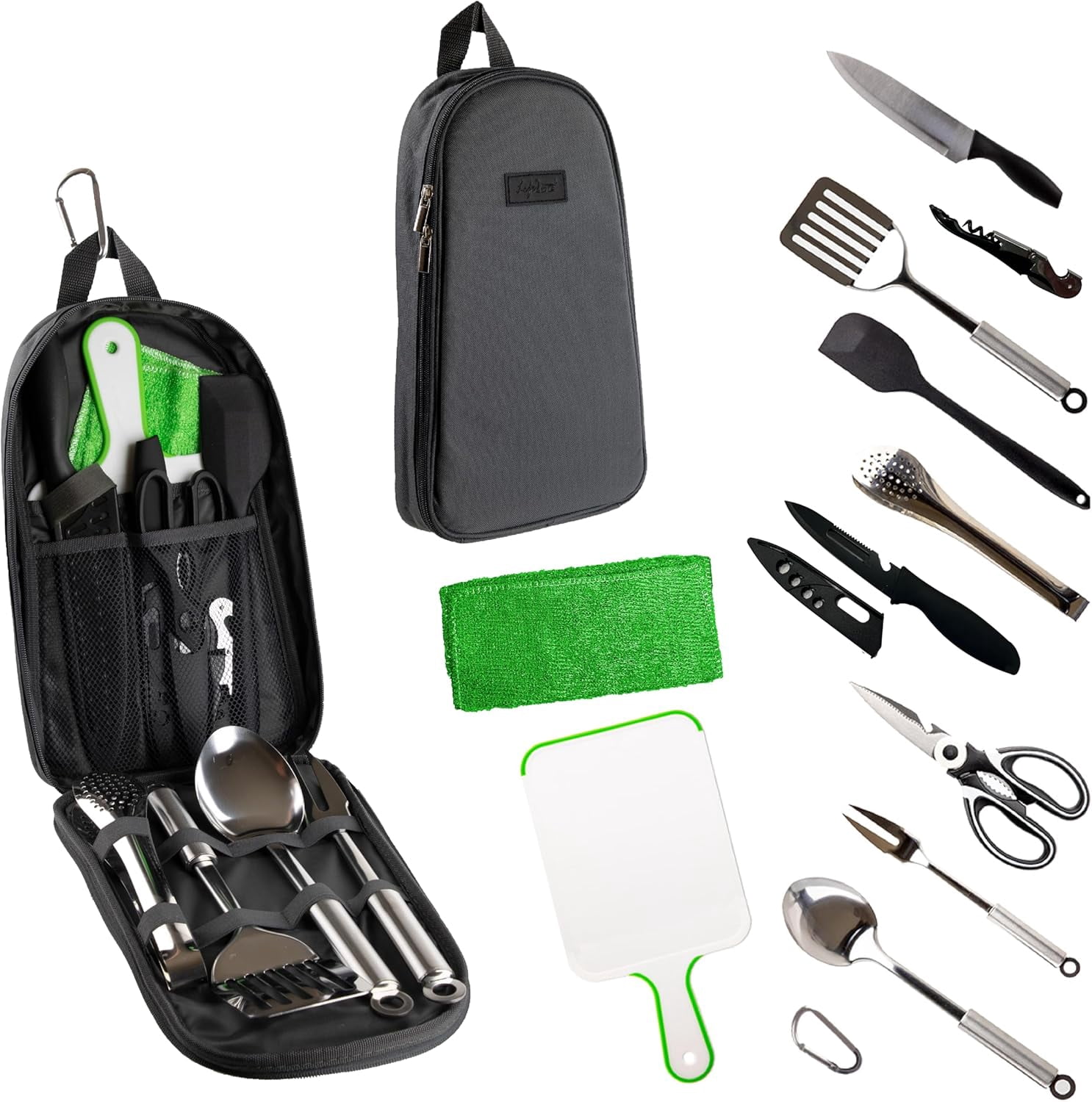 Life2Go 12 Piece Camp Cooking Utensil Set & Outdoor Kitchen Gear ...