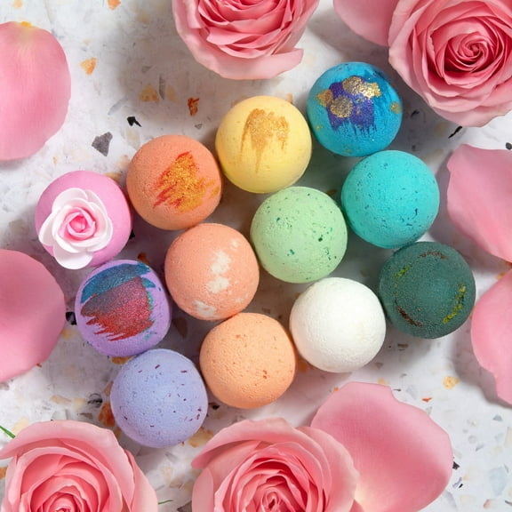 LifeAround2Angels Fun and Sweet Bath Bombs Gift Set 12 Pack Made in USA Fizzies, Shea & Coco Butter Dry Skin Moisturize, Handmade Birthday Mothers Day Gifts idea for Her/Him, Wife, Girlfriend, Kids