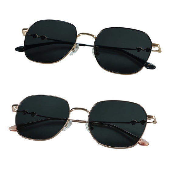 LifeArt 2 Pack Vintage Round Sunglasses for Men and Women UV400 Protection Outdoor Shades with Black Gold+Rose Gold +1.75 Magnification Frame