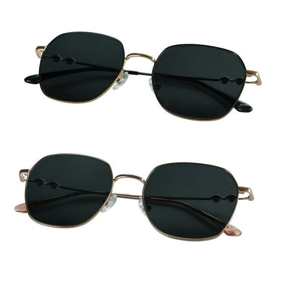 LifeArt 2 Pack Vintage Round Sunglasses for Men and Women UV400 Protection Outdoor Shades with Black Gold+Rose Gold +2.25 Magnification Frame