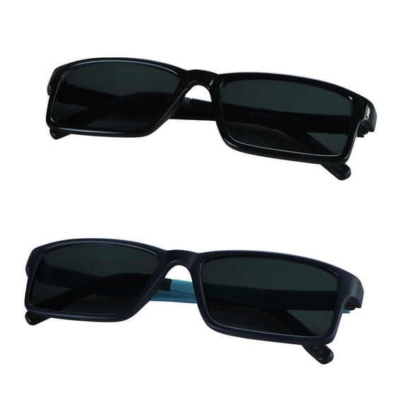 LifeArt 2 Pack Vintage Square Sunglasses for Men and Women UV400 Protection Outdoor Shades with Black+Navy +2.00 Magnification Frame