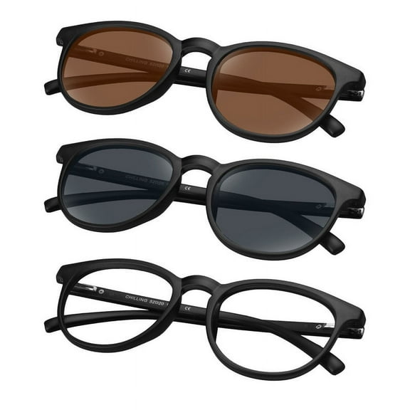 LifeArt 3 Pairs Sunglasses and Blue Light Glasses, Blue Light Blocking, UV400 Protection Driving Sunglasses Shades for Men Women (0.00 Magnification, Black)