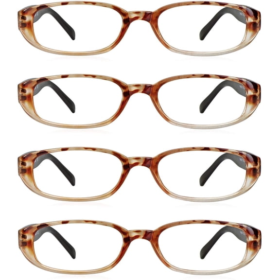LifeArt Anti-Glare Blue Light Blocking Eyeglasses 4-Pack (Rectangle Frame, +2.50 Magnification)