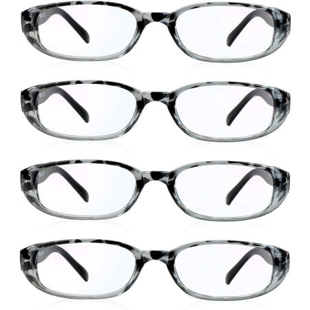 LifeArt Anti-Glare Blue Light Blocking Reading Glasses 4-Pack (Rectangle Frame, +3.25 Magnification)