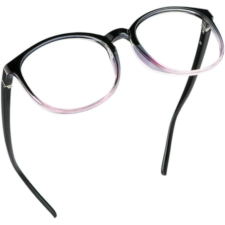 LifeArt Anti-Glare Blue Light Blocking Reading Glasses (Round Frame, No Magnification)