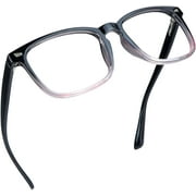 LifeArt Blue Light Blocking Reading Glasses, Computer Gaming TV Glasses for Women Men, Square Frame Black Purple, +0.25 Magnification