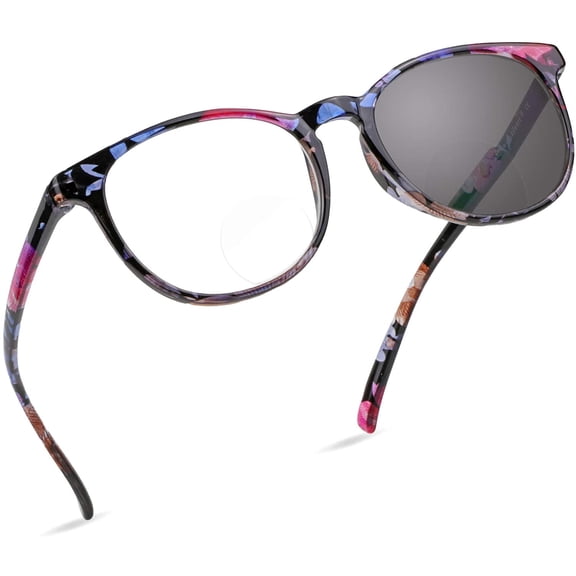 LifeArt Bifocal Anti-Glare Transition Eyeglasses (Round Frame, +0.00/+1.75 Magnification)