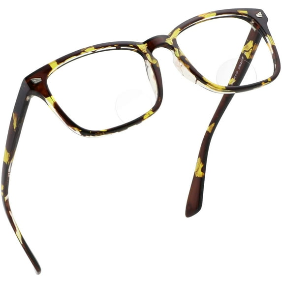 LifeArt Bifocal Reading Glasses with Round Lenses, Blue Light Blocking Glasses, Gaming Glasses, TV Glasses for Women Men, Anti Glare (Yellow Tortoise, +0.00/+2.50 Magnification)