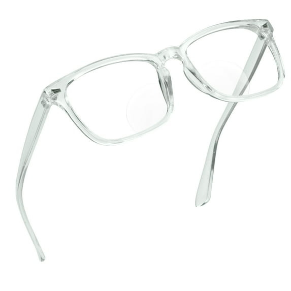 LifeArt Bifocal Reading Glasses with Round Lenses, Blue Light Blocking Glasses for Women Men, Anti Glare, Reduce Eyestrain (Clear,+0.00/+2.50 Magnification)