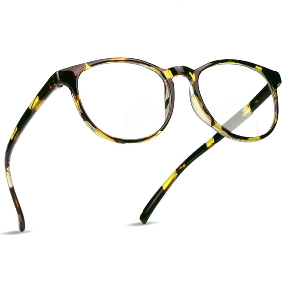 LifeArt Bifocal Reading Glasses with Round Lenses, Blue Light Blocking Glasses for Women Men, Anti Glare, Reduce Eyestrain (Tortoise,+0.00/+2.00 Magnification)