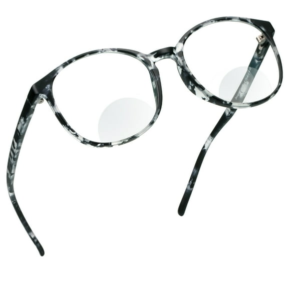 LifeArt Bifocal Reading Glasses with Round Lenses, Blue Light Blocking Glasses for Women Men, Anti Glare, Reduce Eyestrain (Gray,+0.00/+2.25 Magnification)