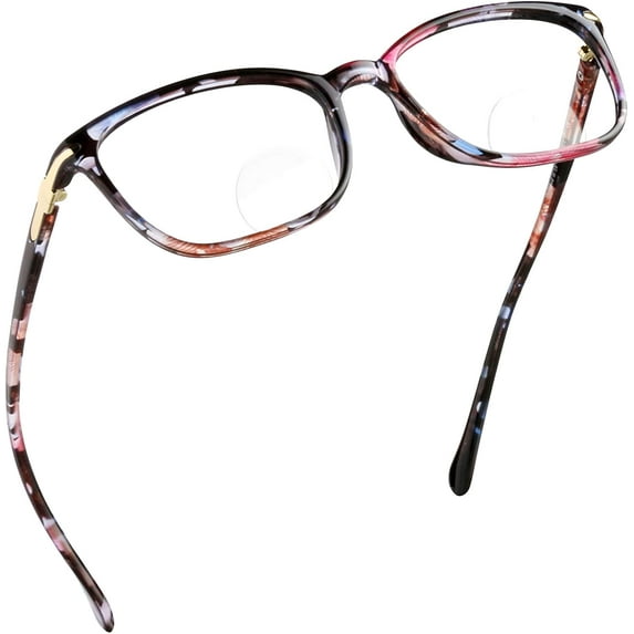 LifeArt Bifocal Reading Glasses with Round Lenses, Blue Light Blocking Glasses for Women Men, Anti Glare, Reduce Eyestrain (Pinkfloral,+0.00/+2.75 Magnification)