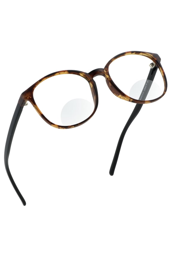 Bifocal Reading Glasses with Round Lenses, Blue Light Blocking Glasses for Women Men, Anti Glare, Reduce Eyestrain (Tortoise,+0.00/+3.00 Magnification)