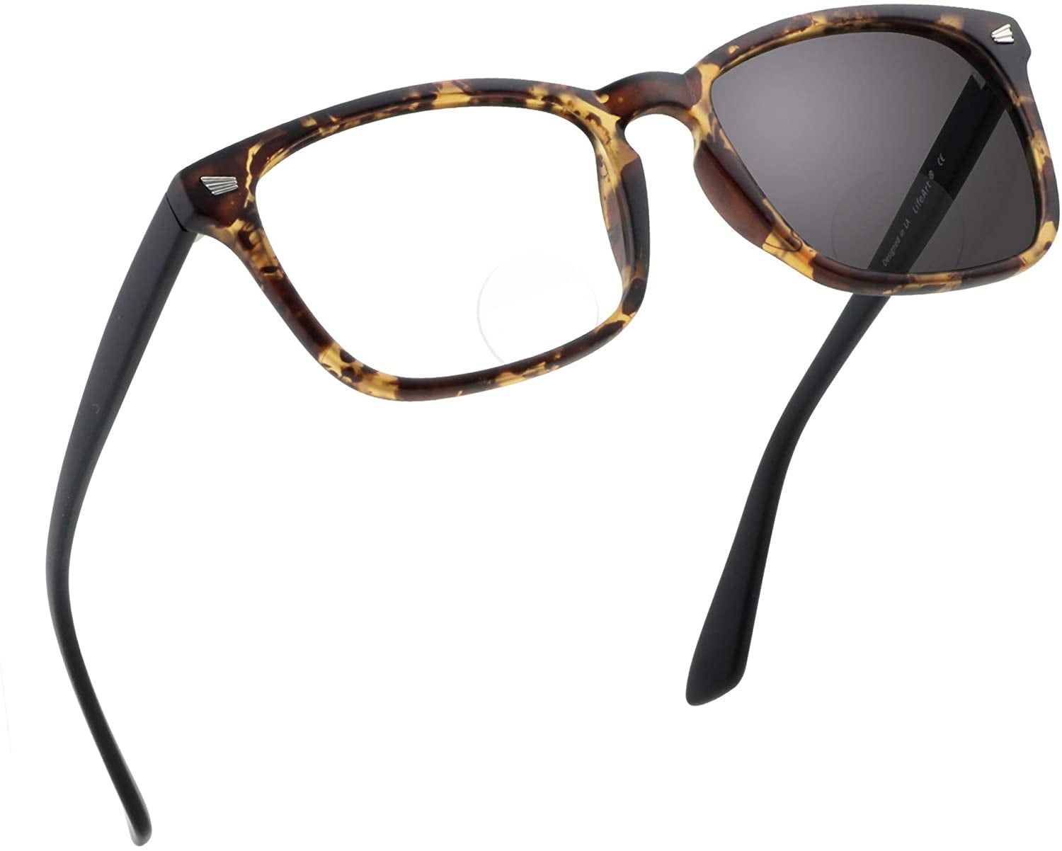 LifeArt Bifocal Reading Glasses, Transition Photochromic Dark Grey