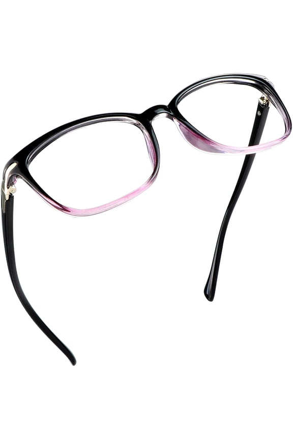 Blue Light Blocking Glasses, Anti Eyestrain, Computer Reading Glasses, Gaming Glasses, TV Glasses for Women and Men, Anti Glare (Black Purple, +1.75 Magnification)