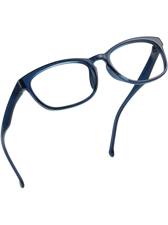 Blue Light Blocking Glasses, Anti Eyestrain, Computer Reading Glasses, Gaming Glasses, TV Glasses for Women Men, Anti Glare (Clear Blue, +2.50 Magnification)
