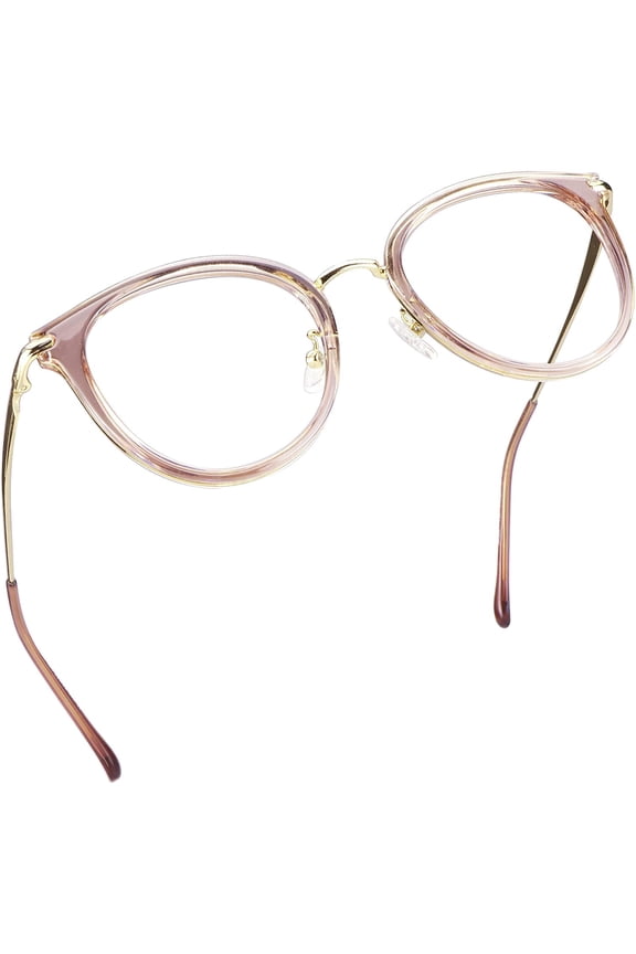Blue Light Blocking Glasses, Anti Eyestrain, Computer Reading Glasses, Gaming Glasses, TV Glasses for Women Men, Anti Glare (Clear Pink, +0.25 Magnification)