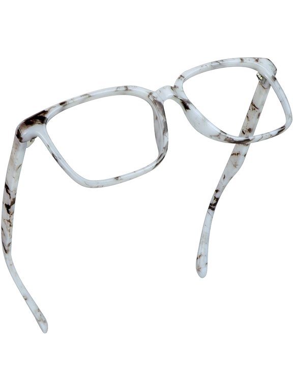 Blue Light Blocking Glasses, Anti Eyestrain, Computer Reading Glasses, Gaming Glasses, TV Glasses for Women Men, Anti Glare (Marble, +1.50 Magnification)