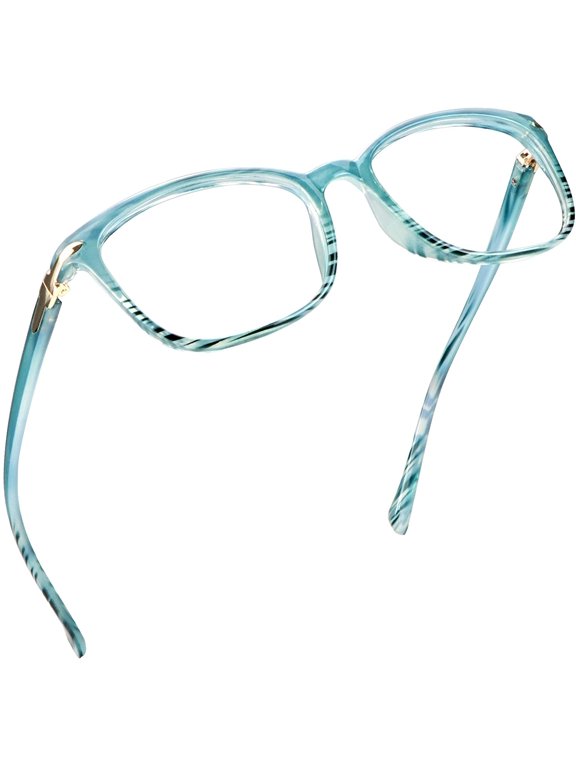Blue Light Blocking Glasses, Anti Eyestrain, Computer Reading Glasses, Gaming Glasses, TV Glasses for Women Men, Anti Glare (Stripe Blue, No Magnification)