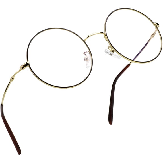 LifeArt Blue Light Blocking Glasses, Anti Eyestrain, Computer Reading Glasses, Gaming Glasses, TV Glasses for Women Men, Stylish Unisex Alloy Round Frame (Golden Black Steel, +0.50 Magnification)
