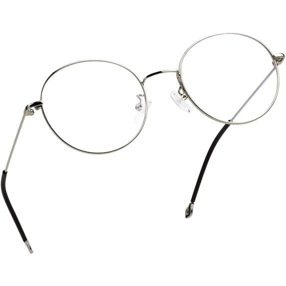 LifeArt Blue Light Blocking Glasses, Anti Eyestrain, Computer Reading Glasses, Gaming Glasses, TV Glasses for Women Men, Stylish Unisex Alloy Round Frame (Silver Steel, +1.50 Magnification)