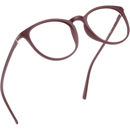 LifeArt Blue Light Blocking Glasses, Anti Eyestrain, Computer Reading Glasses, Gaming Glasses, TV Glasses for Women Men, Anti Glare (Aubergine, No Magnification)