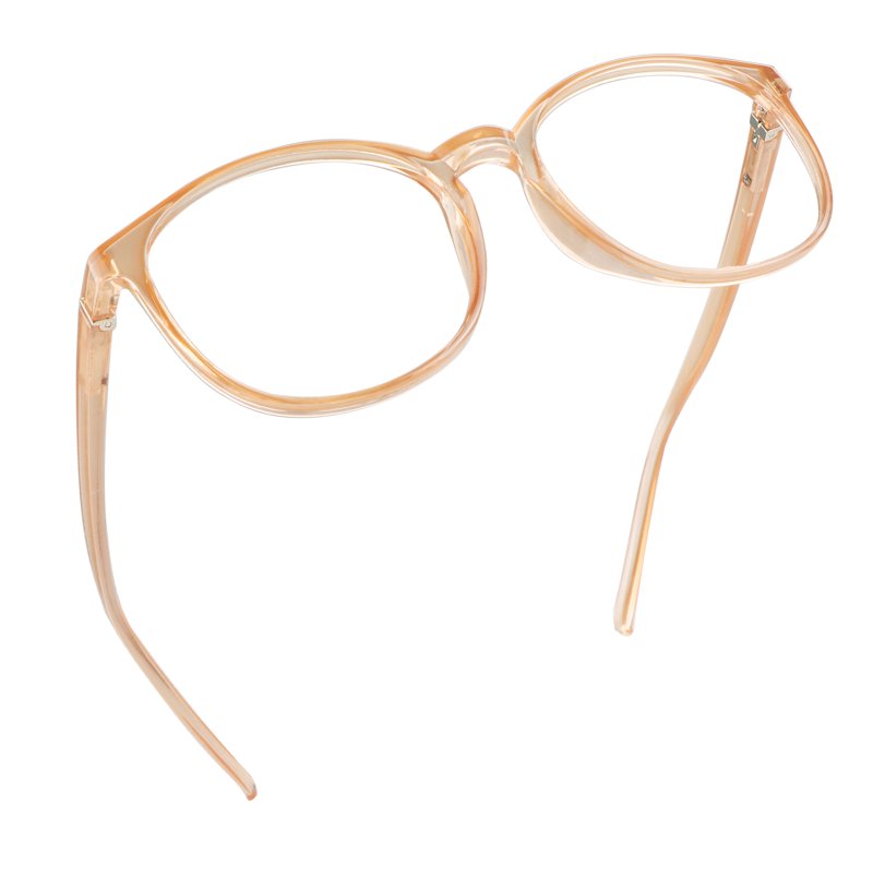 LifeArt Round Frame Blue Light Blocking Reading Glasses, Computer Gaming TV Glasses for Women Men (Champagne, +0.75 Magnification)