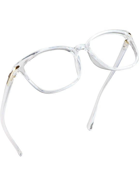 Square Frame Blue Light Blocking Reading Glasses, Computer Gaming TV Glasses for Women Men (Clear, +0.75 Magnification)