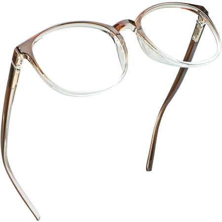 LifeArt Blue Light Blocking Glasses, Anti Eyestrain, Computer Reading Glasses, Gaming Glasses, TV Glasses for Women Men, Anti Glare (Clear Brown, +4.00 Magnification)
