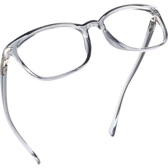 LifeArt Square Frame Blue Light Blocking Reading Glasses, Computer Gaming TV Glasses for Women Men (Clear Gray, +2.25 Magnification)