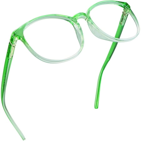 LifeArt Blue Light Blocking Glasses, Anti Eyestrain, Computer Reading Glasses, Gaming Glasses, TV Glasses for Women Men, Anti Glare (Clear Green, +0.50 Magnification)