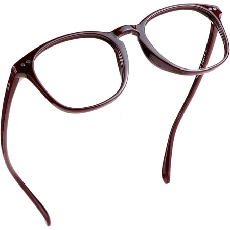 LifeArt Blue Light Blocking Glasses, Anti Eyestrain, Computer Reading Glasses, Gaming Glasses, TV Glasses for Women Men, Anti Glare (Dark Red, +0.25 Magnification)