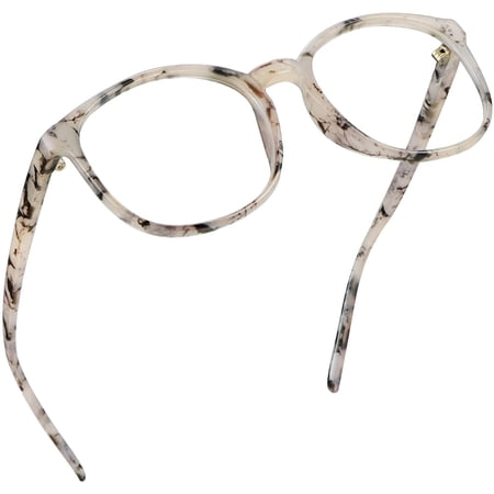 LifeArt Blue Light Blocking Glasses, Anti Eyestrain, Computer Reading Glasses, Gaming Glasses, TV Glasses for Women Men, Anti Glare (Marble, +0.75 Magnification)