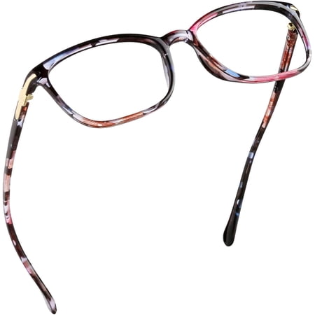 LifeArt Square Frame Blue Light Blocking Reading Glasses, Computer Gaming TV Glasses for Women Men (Pink Floral, +1.25 Magnification)