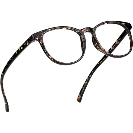 LifeArt Blue Light Blocking Glasses, Anti Eyestrain, Computer Reading Glasses, Gaming Glasses, TV Glasses for Women Men, Anti Glare (Redfloral, +1.00 Magnification)