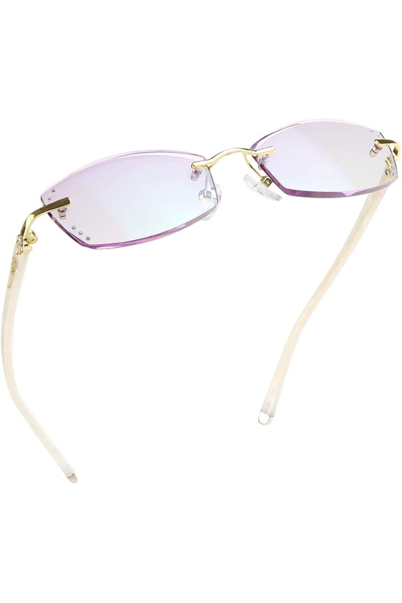 Blue Light Blocking Glasses, Computer Reading Glasses, Anti Blue Rays, Reduce Eyestrain, Rimless Frame Tinted Lens with diamond, Stylish for Men and Wowen (+1.50 Magnification)