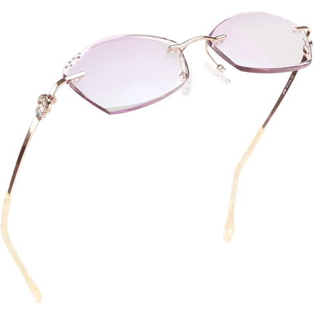 LifeArt Blue Light Blocking Glasses, Computer Reading Glasses, Anti Blue Rays, Reduce Eyestrain, Rimless Frame Tinted Lens with diamond, Stylish for Men and Wowen (+2.00 Magnification)