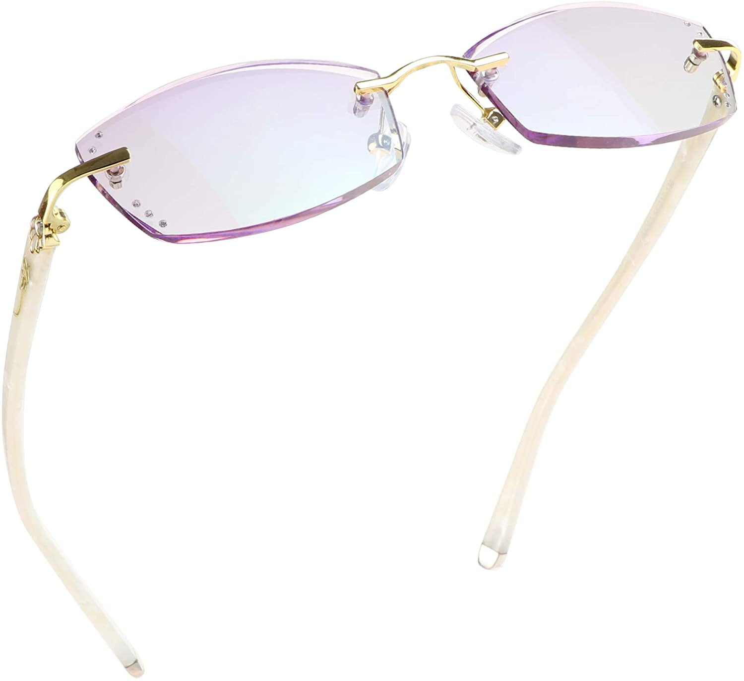 LifeArt Blue Light Blocking Glasses Computer Reading Glasses Anti Blue Rays Reduce Eyestrain Rimless Frame Tinted Lens with diamond Stylish for