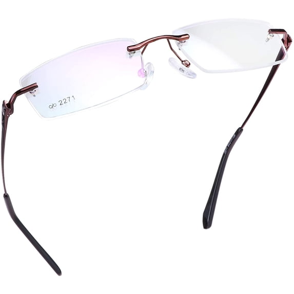 LifeArt Blue Light Blocking Glasses, Computer Reading Glasses, Anti Blue Rays, Reduce Eyestrain, Rimless Frame Tinted Lens with diamond, Stylish for Men and Wowen (+1.00 Magnification)