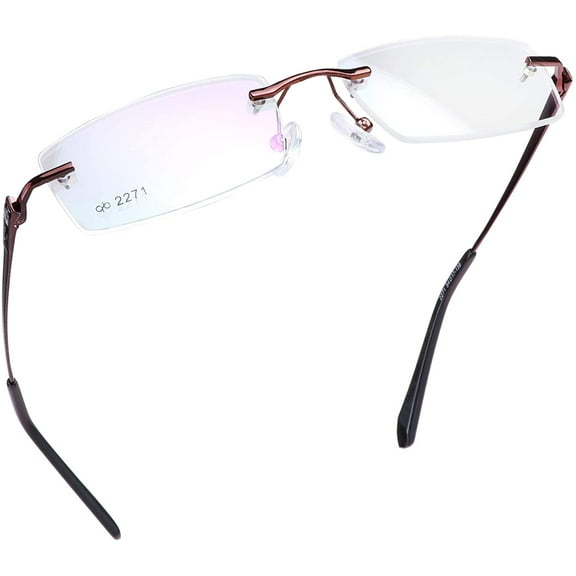 LifeArt Blue Light Blocking Glasses, Computer Reading Glasses, Anti Blue Rays, Reduce Eyestrain, Rimless Frame Tinted Lens with diamond, Stylish for Men and Wowen (+3.00 Magnification)