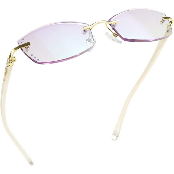LifeArt Blue Light Blocking Glasses, Computer Reading Glasses, Anti Blue Rays, Reduce Eyestrain, Rimless Frame Tinted Lens with diamond, Stylish for Men and Wowen (+3.00 Magnification)