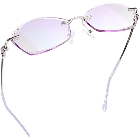 LifeArt Blue Light Blocking Glasses, Computer Reading Glasses, Anti Blue Rays, Reduce Eyestrain, Rimless Frame Tinted Lens with diamond, Stylish for Men and Wowen (+3.50 Magnification)