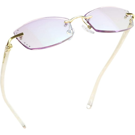 LifeArt Blue Light Blocking Glasses, Computer Reading Glasses, Anti Blue Rays, Reduce Eyestrain, Rimless Frame Tinted Lens with diamond, Stylish for Men and Wowen (+3.50 Magnification)