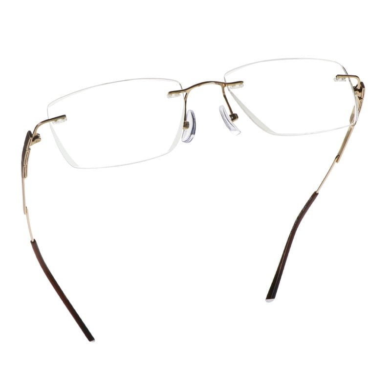 LifeArt Blue Light Blocking Glasses,Computer Reading Glasses,Titanium Rimless Frame,Stylish for Men&Women(Golden,+3.50 Magnification)