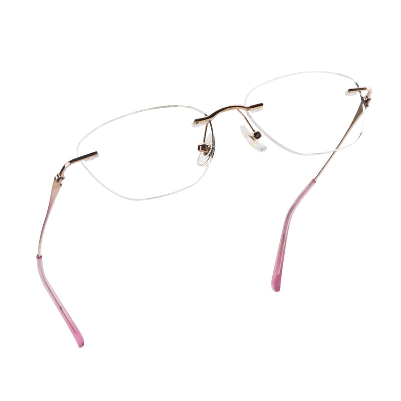 LifeArt Blue Light Blocking Glasses,Computer Reading Glasses,Titanium Rimless Frame,Stylish for Men&Women(Pink,No Magnification)