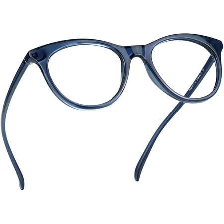 LifeArt Blue Light Blocking Glasses, Computer Reading Glasses, Transparent Lens, Reduce Eyestrain, Stylish for Women and Men (+1.75 Magnification, Clear Navy)
