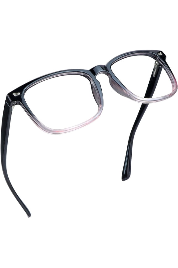 Blue Light Blocking Glasses with Spring Hinge, Anti Eyestrain, Computer Reading Glasses, Gaming Glasses, TV Glasses for Women Men, Anti Glare (Black Purple, No Magnification)